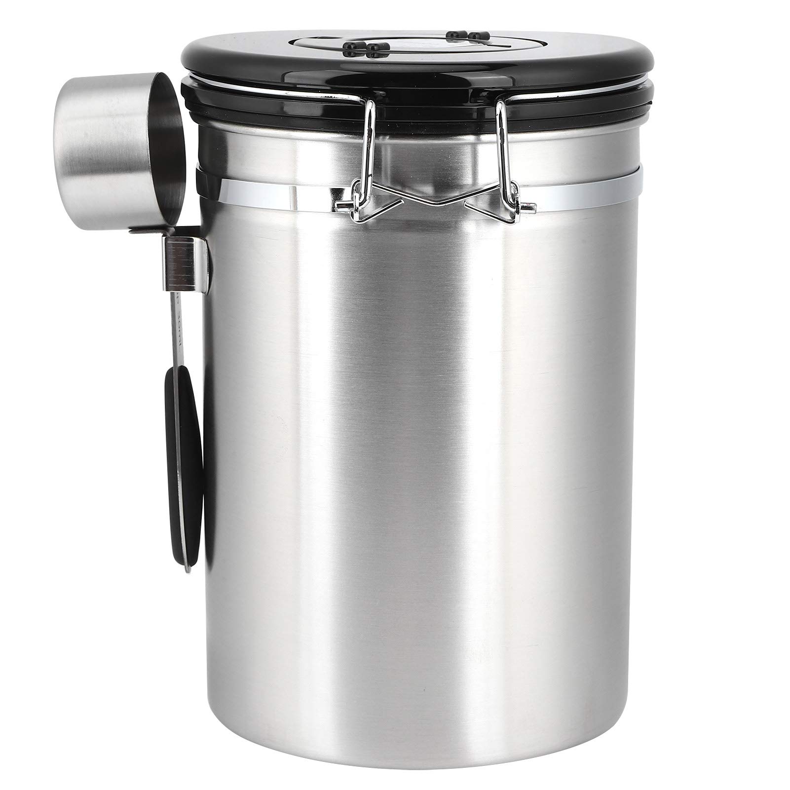 MIIZOO Coffee Bean Airtight Canister, 1.8L Storage with Spoon, Stainless Steel jar for Tea, Dried Fruits, and More