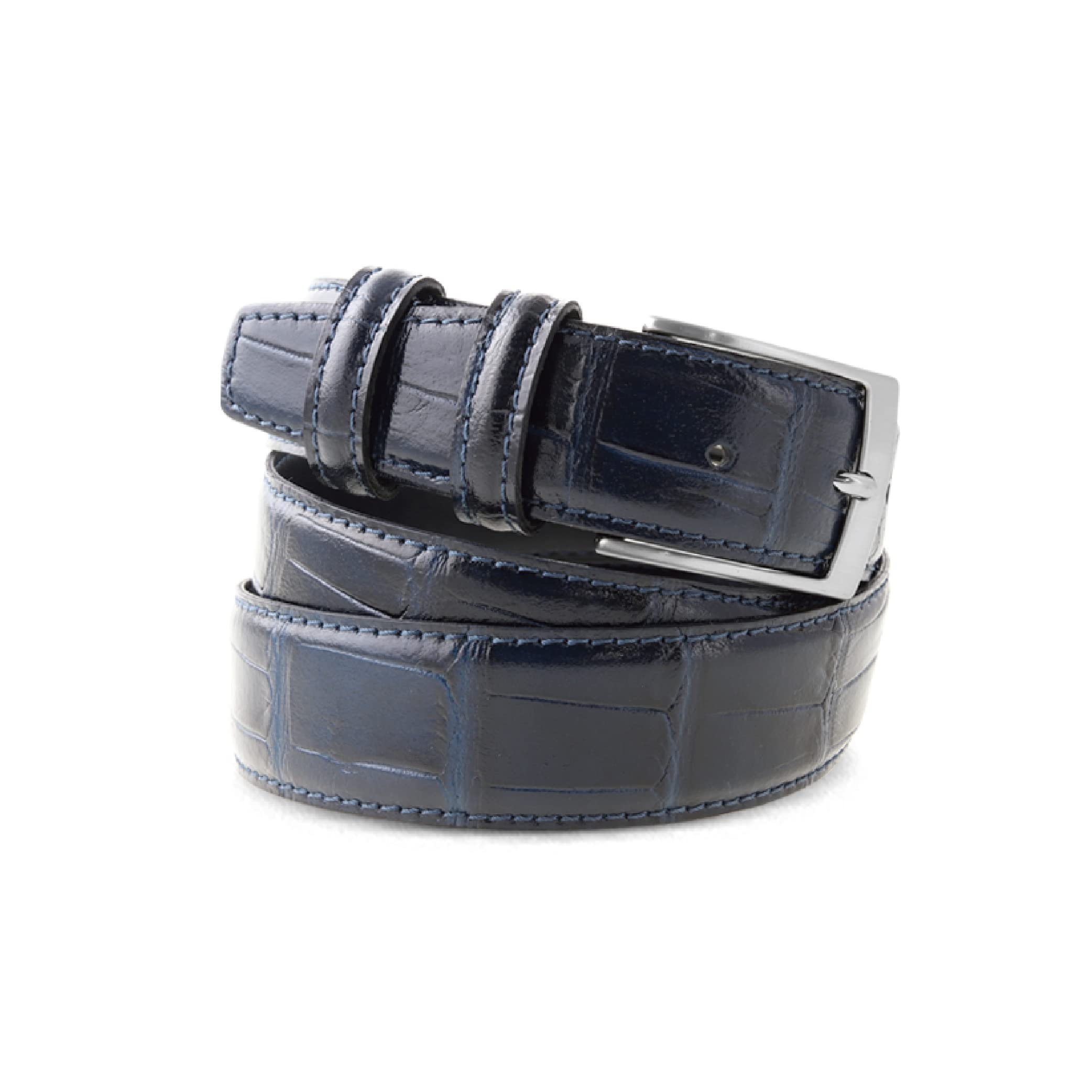 La Bottega del Calzolaio Gürtel Herren Leder, Ledergürtel Herren aus Kalbsleder mit Krokoprägung, für Anzug und Sakko, handgefertigt in Italien, viele Farben und Längen, Made in Italy