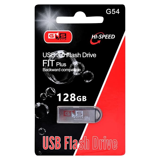 GNS World G-54 (128gb) USB 3.0 Flash Drive High-Speed FIT Plus Compact Pen Drive Backward Compatible Portable Storage Device for PC Laptop Mac Data Transfer Reliable USB Stick.
