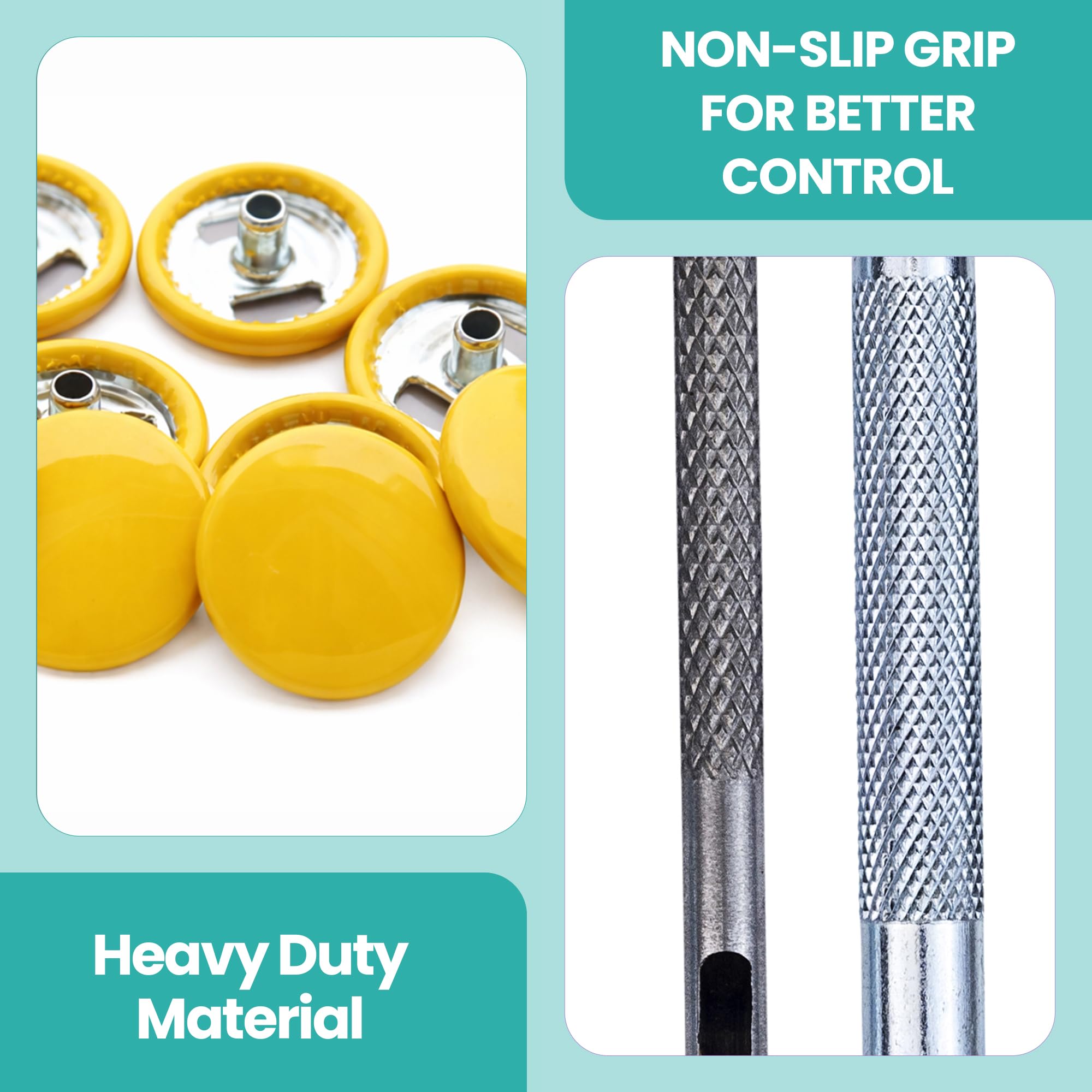 Trimming Shop 15mm Botones a Presión 4 Parte, Durable y Ligero Metal Cierres con Mano Fijación Herramienta para Jeans, Cuero, Tiras Costura Proyectos, Ropa Reparación - Amarillo, 1000pcs