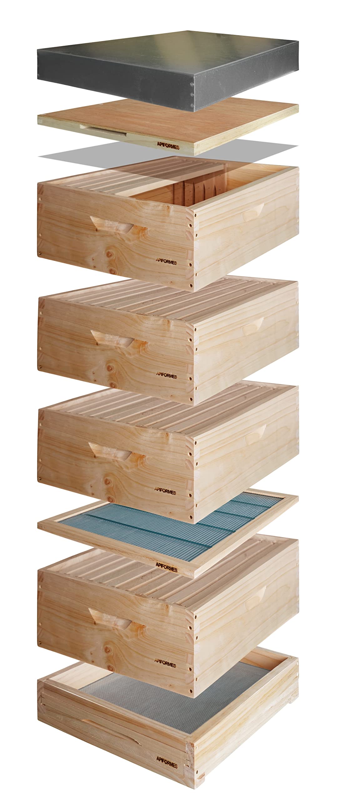 APIFORMES Langstroth 2/3 Farrar Holzbeute Komplett – Weymouthskiefer Massivholz Imkereibedarf