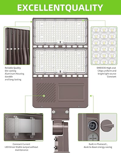 Miniatura 8 de Luz LED de estacionamiento 320 W 256 W 192 W ajustable con fotocélula UL DLC listado 48000LM LED Shoebox Pole Flood Lights Slip Fit Mount 5000K IP65