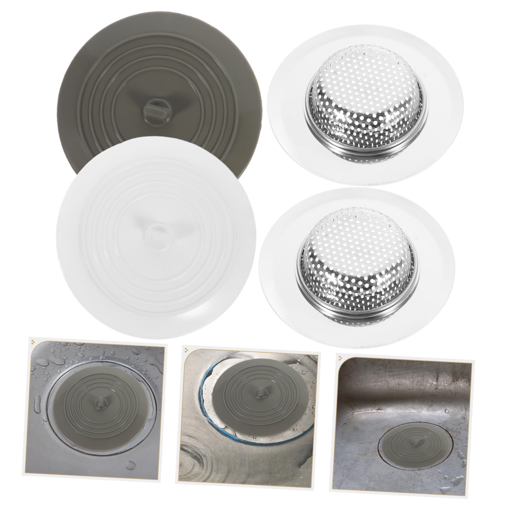 Uonlytech 6sätze Abflussstopfen Und Haarsieb Für Waschbecken Stopfen Und Edelstahl Filter Für Badewanne Küche Und Dusche Teiliges Edelstahlfilter