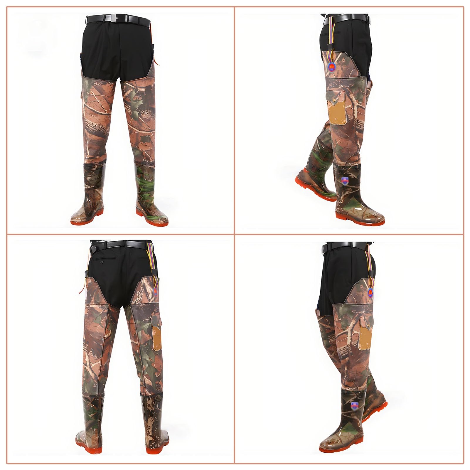 Pantaloni da Pesca all'aperto, Stivali mimetici da Esterno, Stivali da Pesca in Nylon a 2 Strati in PVC Impermeabili e Traspiranti, per la Pesca nelle paludi di Caccia (5.5)