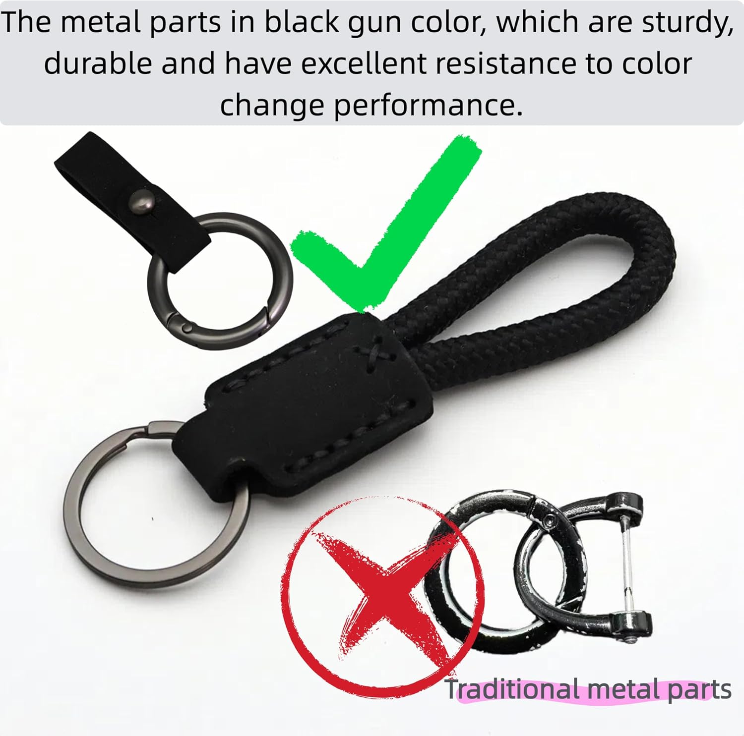 Handmade Cowhide Leather Short Keychain - Durable Car Key Chain Accessory for Women and Men, Stylish Mens Leather Key Strap with Phone Lanyard - Image 5