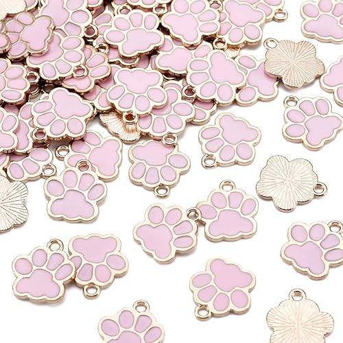 Miniatura 10 de Abalorio esmaltado con estampado de pata de perro y gato con purpurina en polvo de aleación de esmalte de gato y perro, dijes para llavero, joyería