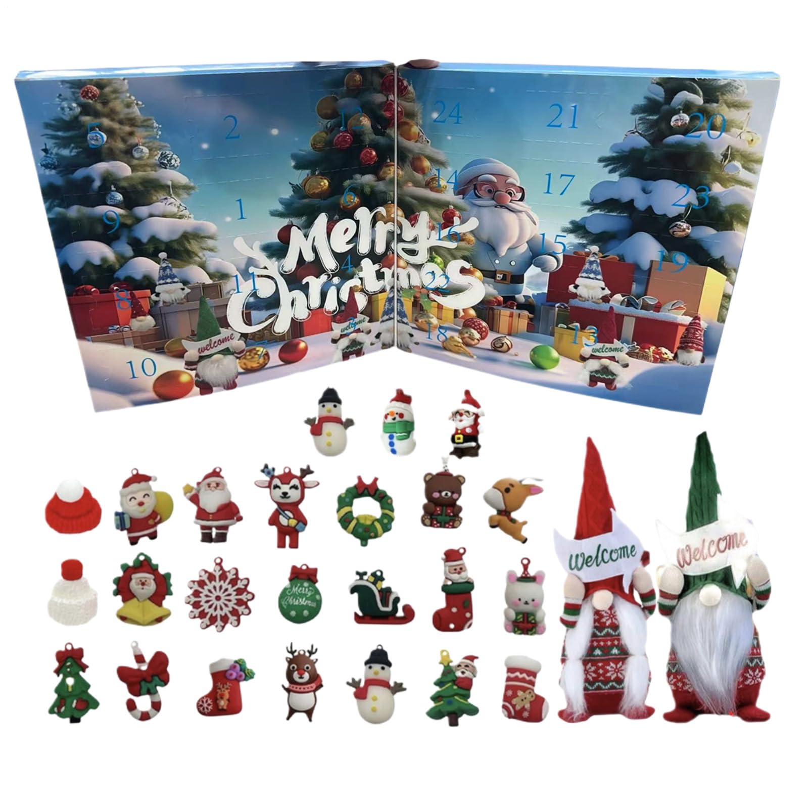 Calendario Gnomi Conto Alla Rovescia Calendario 'Avvento Da 24 Giorni | Addobbo Con Pupazzo Peluche Natalizio Per Scrivania Mensola Libreria Camera Soggiorno