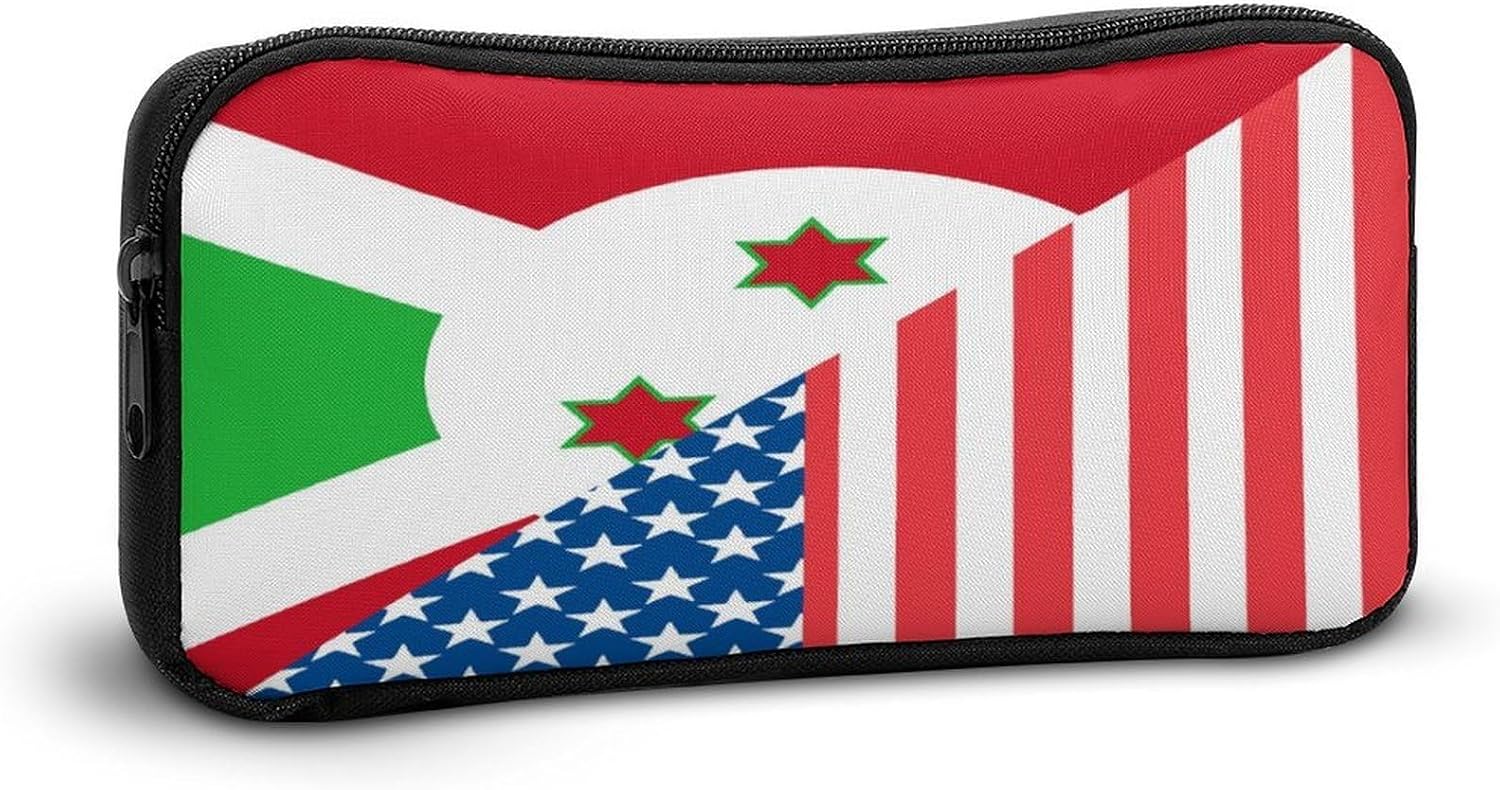 USA And Burundi Flag Travel Cosmetic Bag Makeup Bag image 5