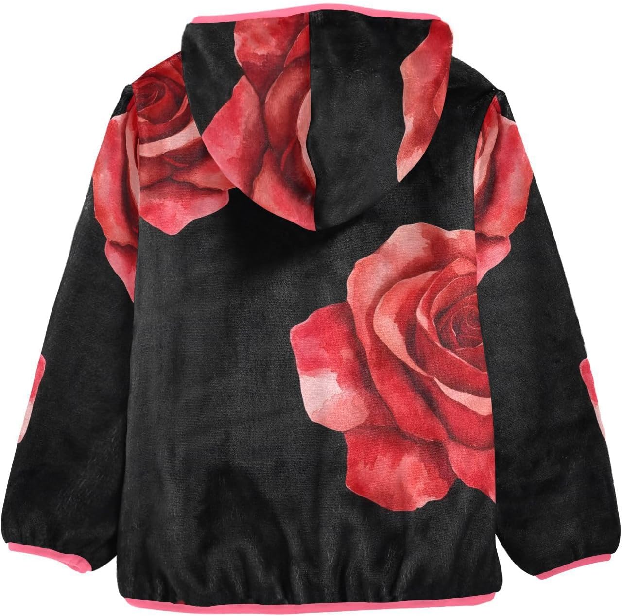 ALAZA Rose Black Background Rose Hoodie Jacket for Girls Toddler Fleece Zip Up Coat Plush Jacket for 3 Years