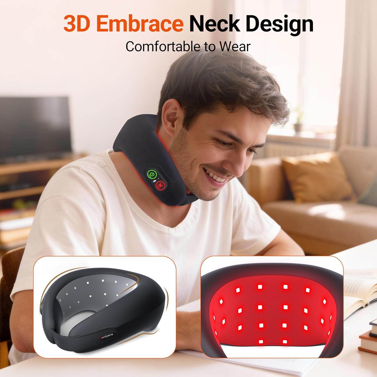 Comfytemp Cordless Red Light Therapy for Neck, FSA Eligible HSA Near Infrared Light Therapy Neck Wrap, Portable Light Wrap for Travel Home Office Use, Valentines Day Gifts for Her, 5W, 660nm & 850nm - Image 4