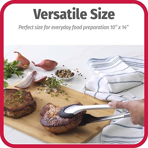 Miniatura 7 de GoodCook Everyday Tabla de cortar de bambú de 10 x 14 pulgadas, madera duradera de grano de borde, resistente a la humedad, apta para cuchillos,