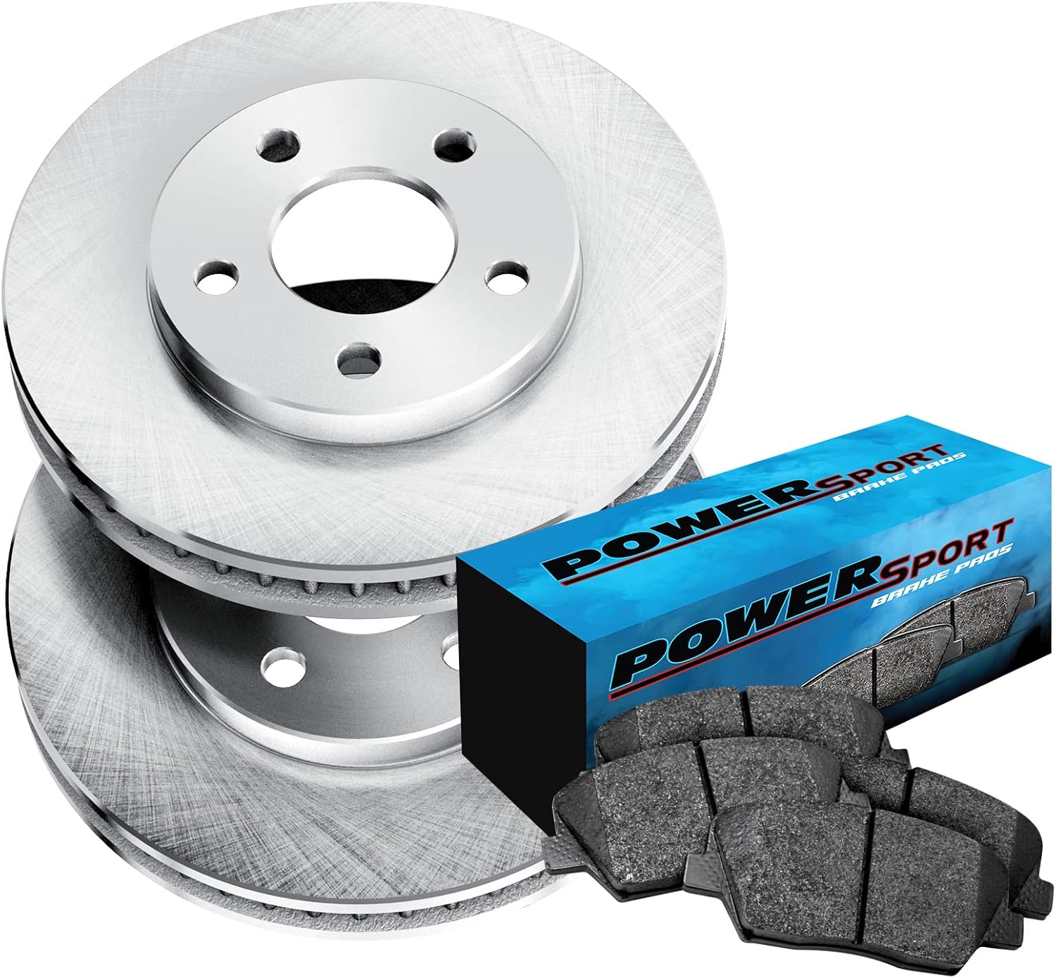 PowerSport Front Rear Brakes and Rotors Kit |Front Rear Brake Pads| Brake Rotors and Pads| Semi Metallic Brake Pads and Rotors |fits 1984-1987 Chevrolet Corvette