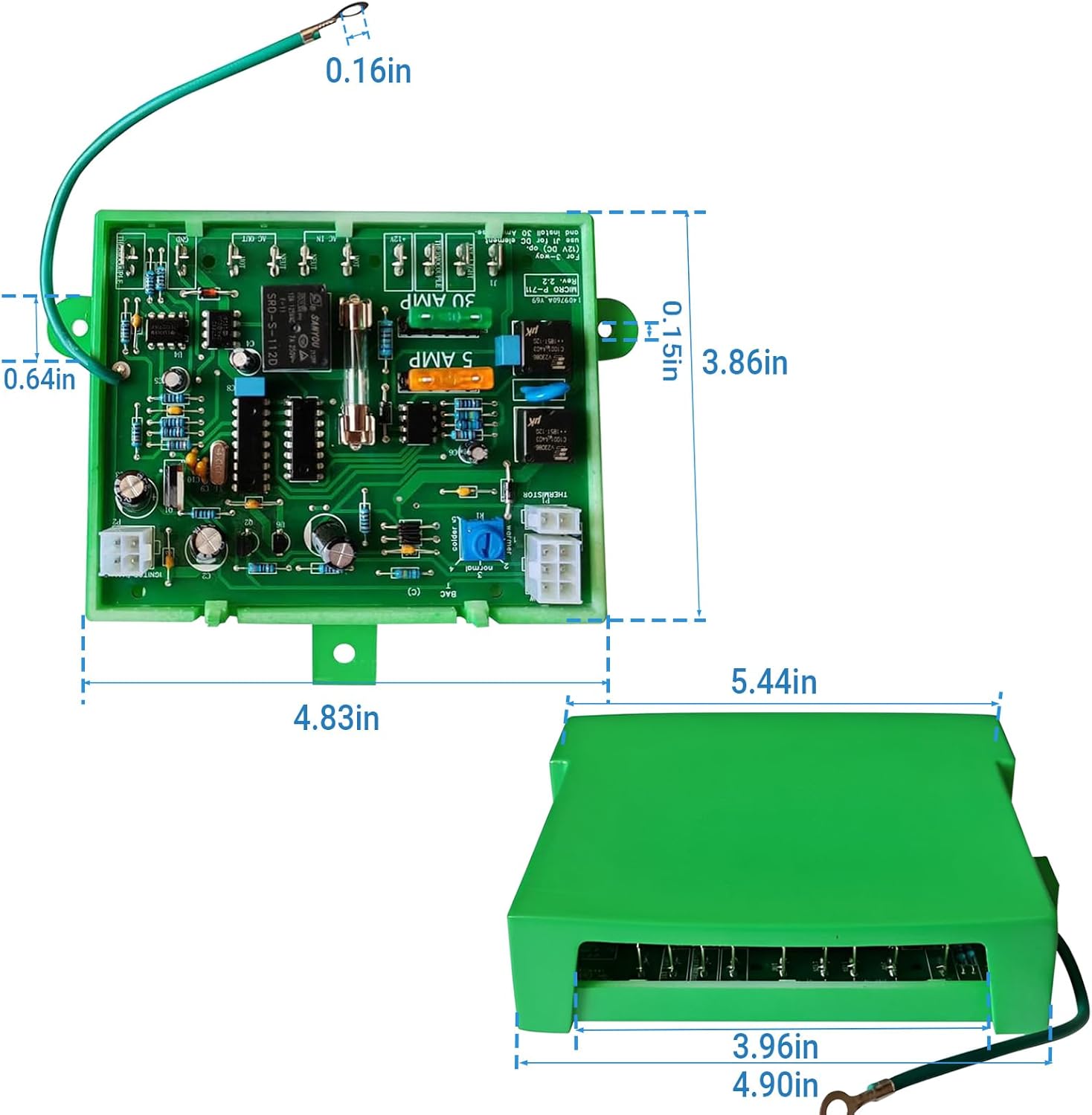 Dimensions of the Micro P-711 circuit board and its casing