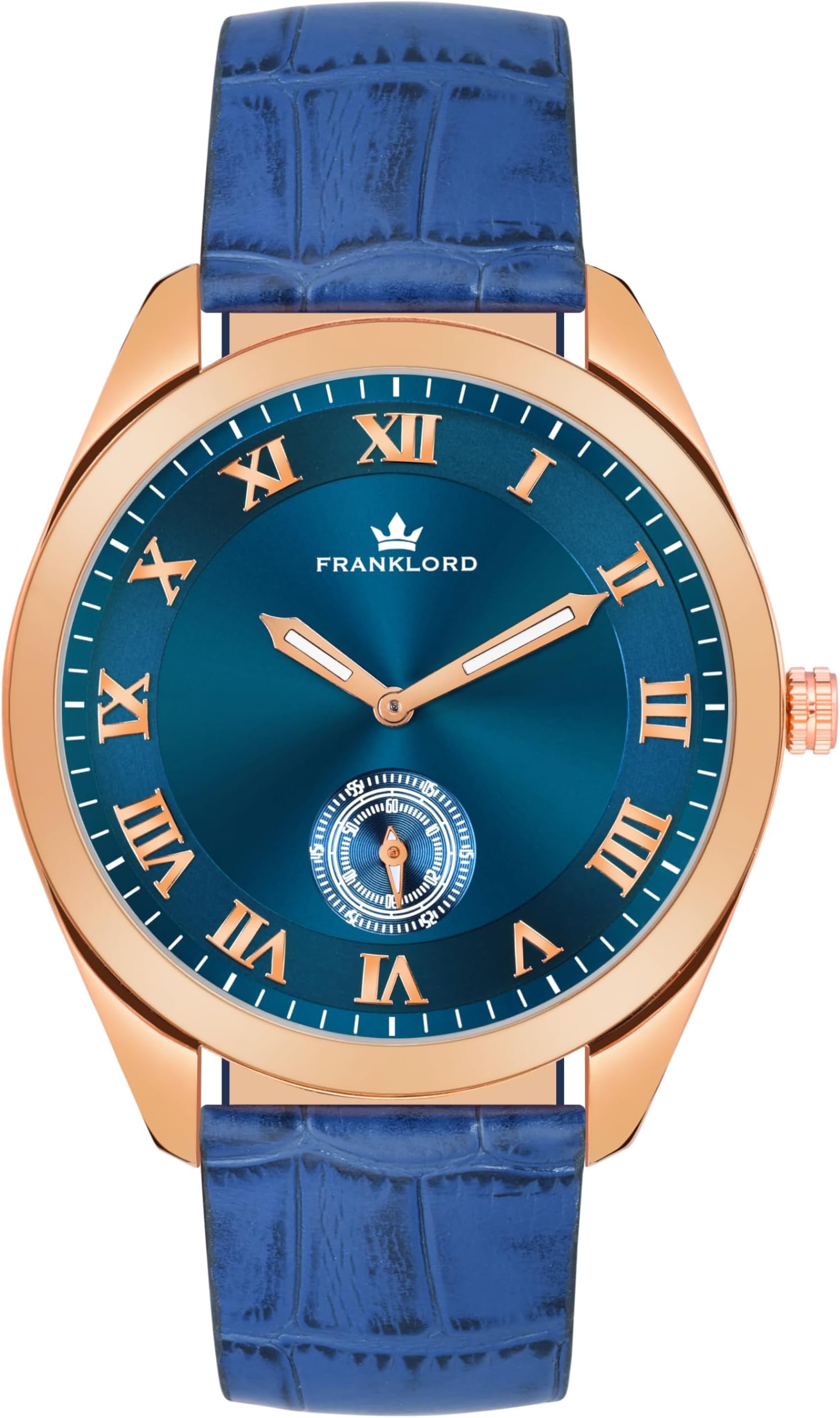 Marcus Side Second Series Analog Watch for Men’s | Watch for Men’s Round Dial Blue Coloured Leather Strap | Day & Date Functioning Premium Wrist Watch for Men’s