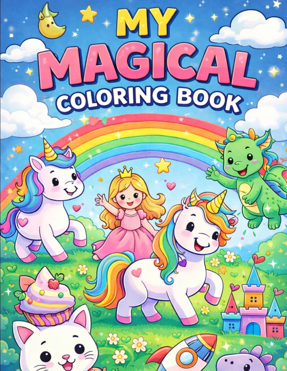 Fun Animals, Unicorns, Vehicles and Cute Characters: For Kids Ages 3–6 | Big and Easy Coloring Pages