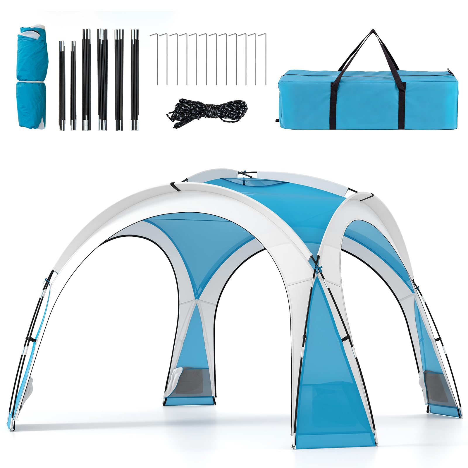 GOPLUS Tienda de Playa para 6-8 Personas (344 x 344 x 230 cm,Azul)