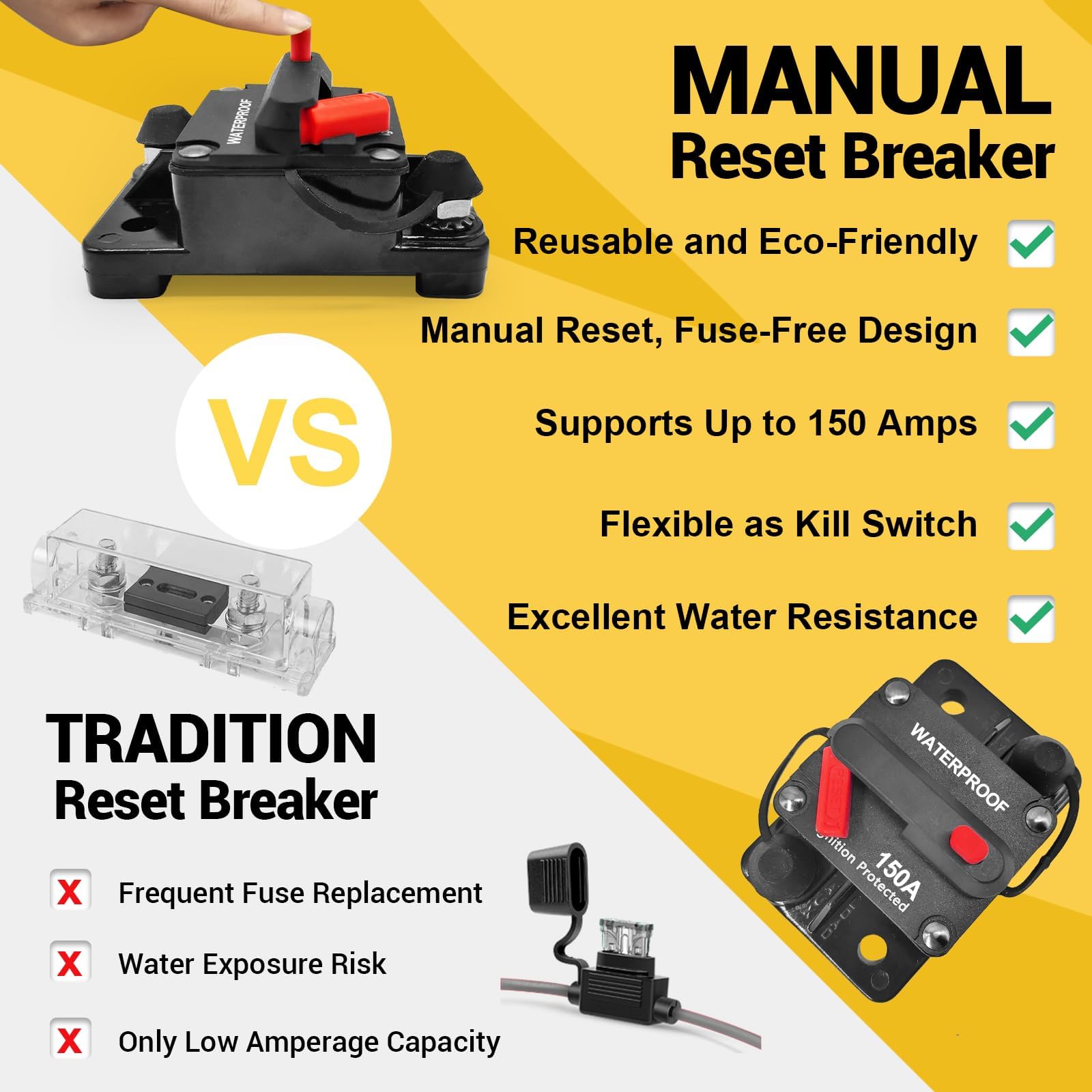 150 Amp Marine Circuit Breaker - DC 12V-48V -7 150 Amp Marine Circuit Breaker - DC 12V-48V -7