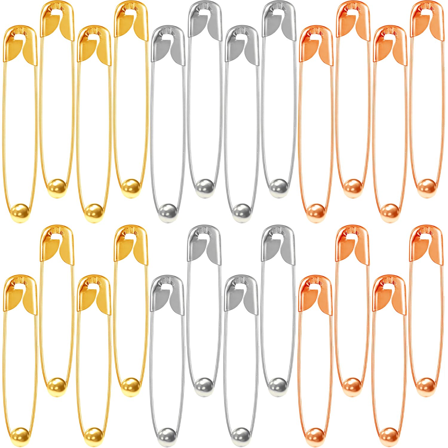 VAMA Fashions Silver Gold Rose Gold Metal Safety Pin Set Draping Saree Pallu Pleats Holding Hijab Locking Clothing Sewing Crafting Multipurpose Pins for Women (Safety Pin for Dress)