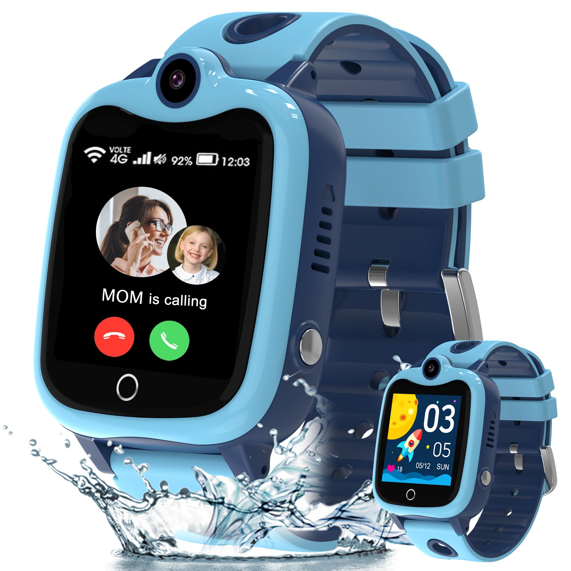 ELEJAFE Reloj Inteligente Niño 4G, Reloj GPS Niños Localizador y Llamadas con Videollamada, Voz Chat, IP68 Impermeable, SOS, Modo Clase, Juego Despertador, Smartwatch Niño Regalo para 4-12 Años, Azul