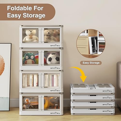 Miniatura 4 de V5S - Organizadores y almacenamiento de armario de 8.2 galones, paquete de 4 contenedores de almacenamiento de plástico con tapas y ruedas,