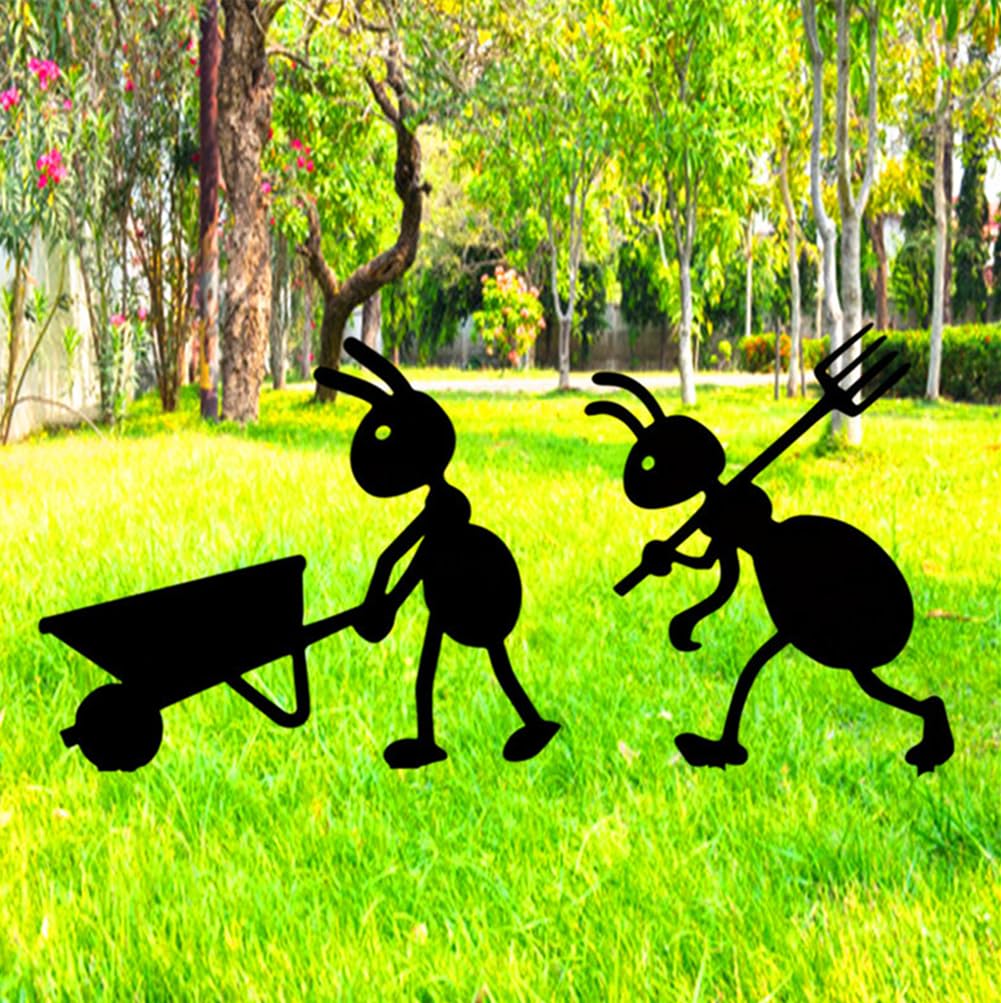 QBMYCN Ant Metal Garden Stakes Decorative,2 Pack Black Ant Silhouette Statues,for Yard Garden - Image 4