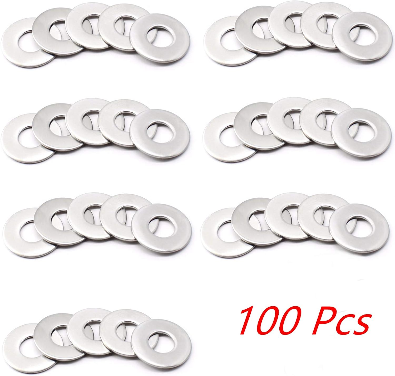 Pinhoollgo 100 Pieces Metal Stamping Blanks,Aluminum Flat Washers Silver Round Washers,Round Stamping Tags with Center Hole for Bracelet DIY Craft Jewelry Making,Screw Fastening (10 x22 x1 mm)