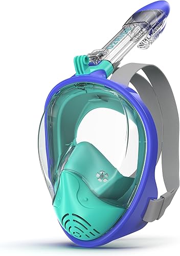 Miniatura 12 de G2RISE Máscara de esnórquel de cara completa para adultos, conjunto de equipo de esnórquel para niños con soporte de cámara desmontable, respiración