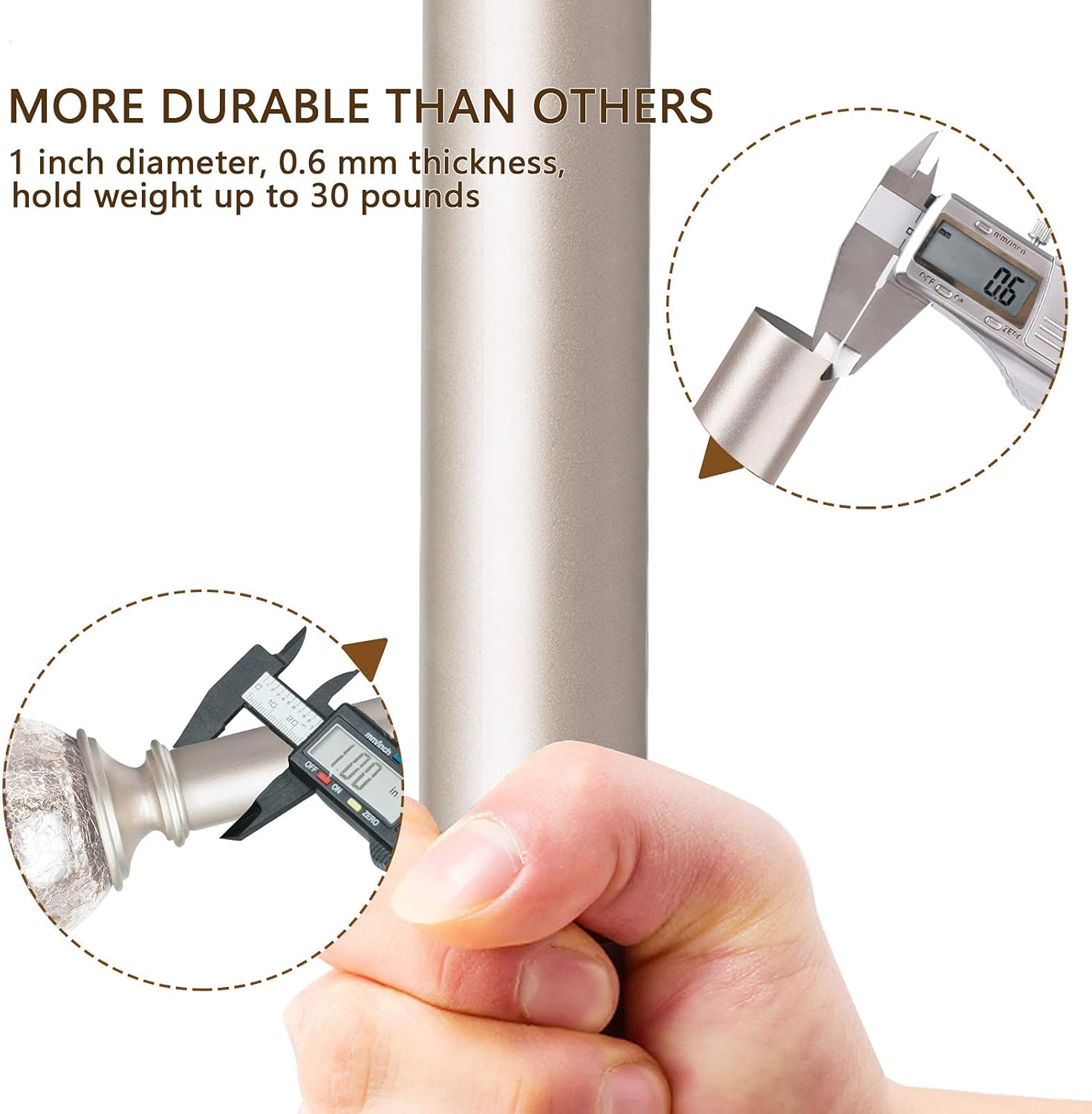 KAMANINA 1 Inch Curtain Rod Single Window Rod 36-72 Inches (3-6 Feet), Crackle Glass Finials, Champagne Gold Drapery Rod : Home & Kitchen