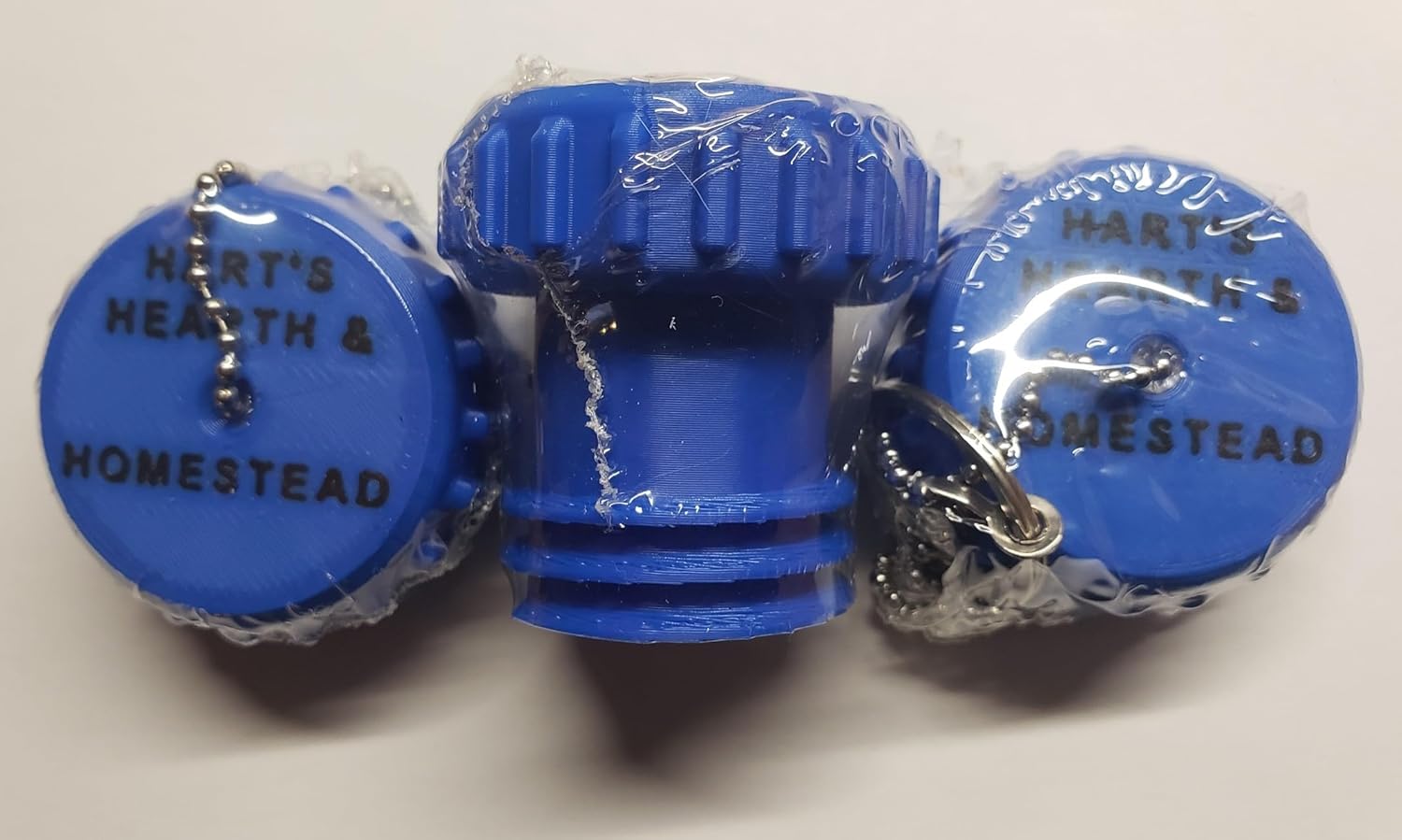 LP Stow Kit, 1 QCC1 Connector Plug and 2 OPD Valve Caps w/SS Chains. fits 20 lb Propane Tank and Hose Connector for BBQ Grill, Generator, RV, Camper, etc. Made in the USA