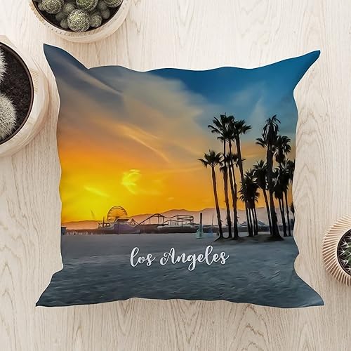 Miniatura 7 de USA City Los Ángeles - Cojín decorativo para el hogar, con cremallera cuadrada, recuerdo de la ciudad, funda de cojín de viaje de ciudad