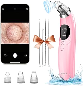 Blackhead Remover Pore Vacuum with Camera - Upgraded Black Head Remover for Face, Electric Acne Comedone Whitehead Extractor Tools - 5 Modes, 3 Probes, Pimple Popper Tool Ki
