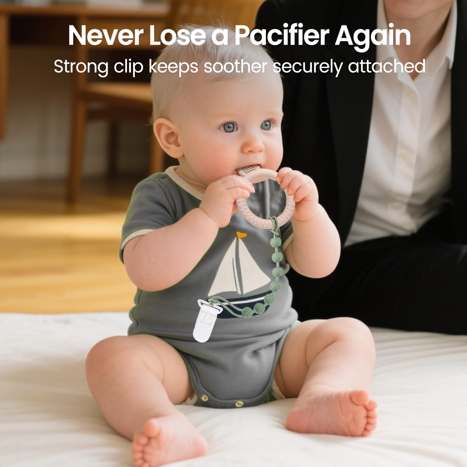 Snapklik.com : Eascrozn Baby Pacifier Clip, 6 Pack Silicone Pacifier Holder