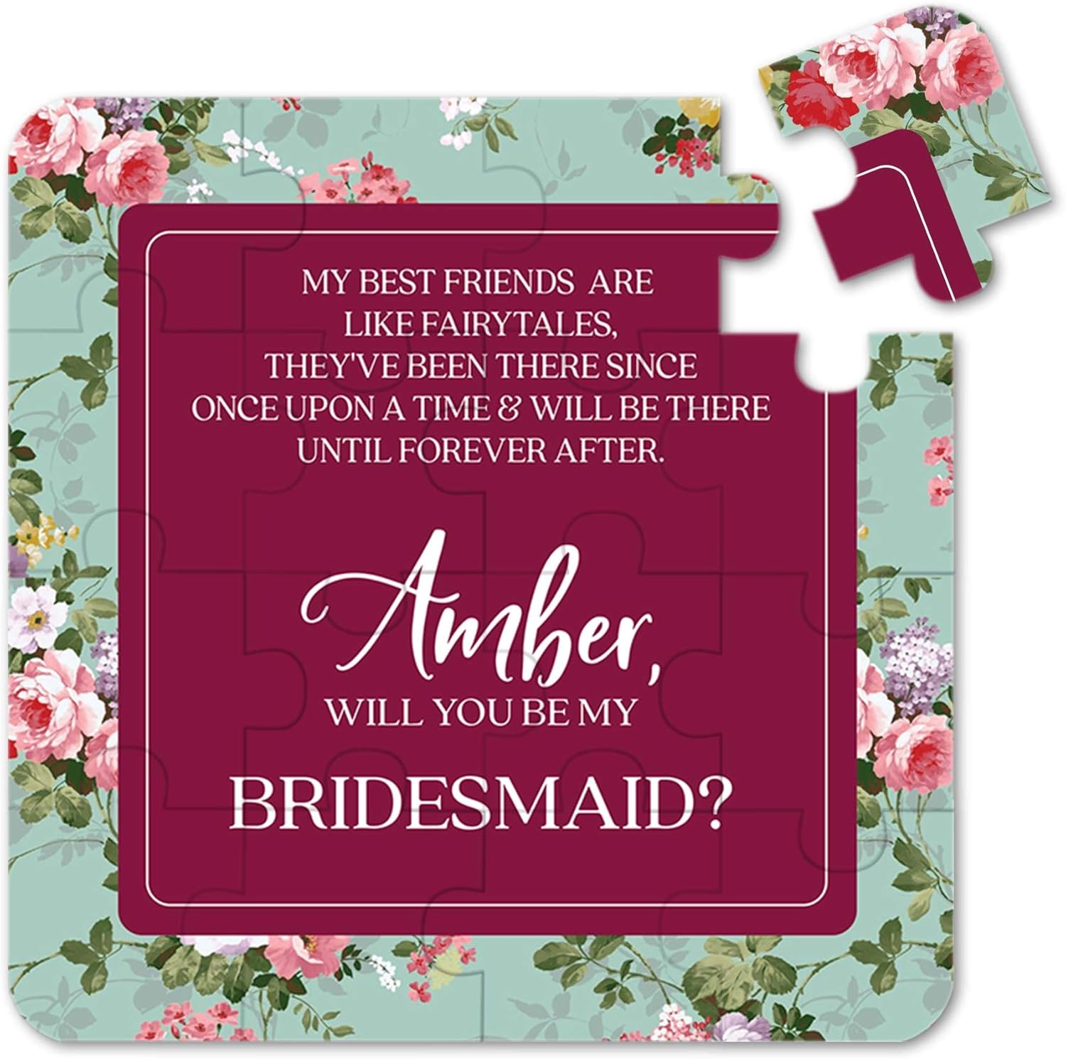 Personalized Bridesmaid Proposal Puzzle. Custom Will You Be My Bridesmaid Gift. Ask Bridesmaid with a funny proposal (Wine and Blue Best Friends)