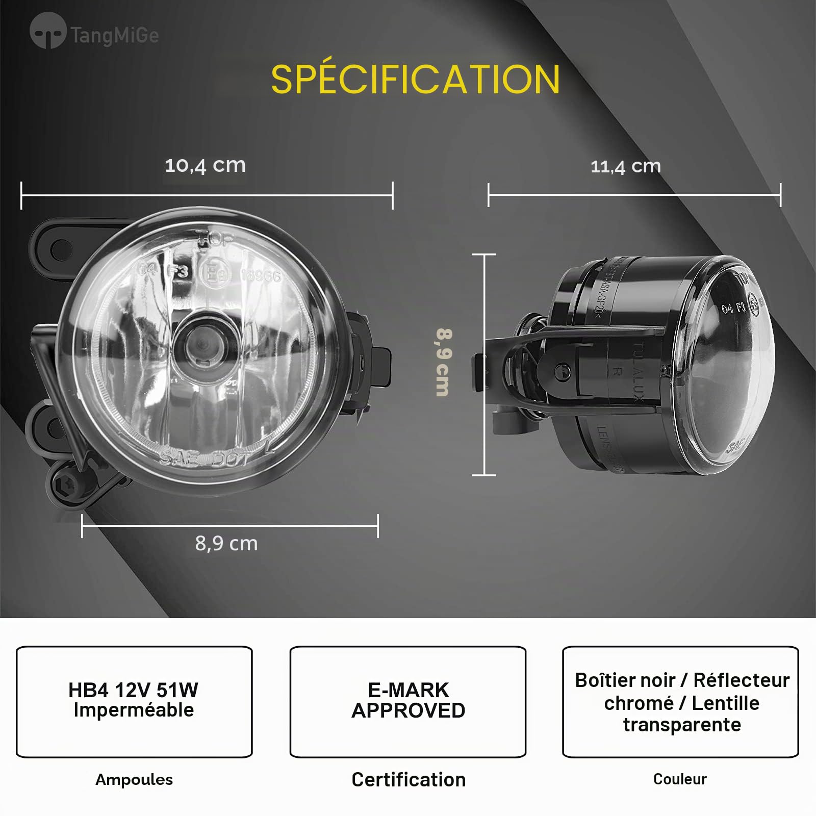TangMiGe - Feux anti-brouillard compatibles avec Volkswagen VW Golf V 5 (1K1/1K5) 11/2004-06/2009, 1K0941699C 1K0941700C, 1 Paire Phares antibrouillard (Claire)