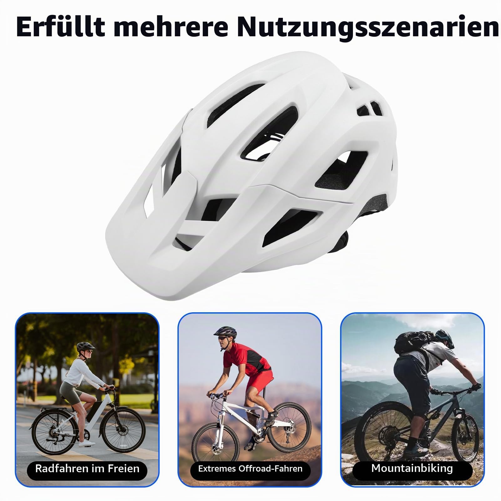 Mountainbike-Helme Fahrradhelme für Erwachsene, 17 Belüftungsöffnungen Atmungsaktiver Fahrradhelm EPS-Fahrradhelm mit abnehmbarer Sonnenblende,Radhelm Einstellbare Fahrradhelme