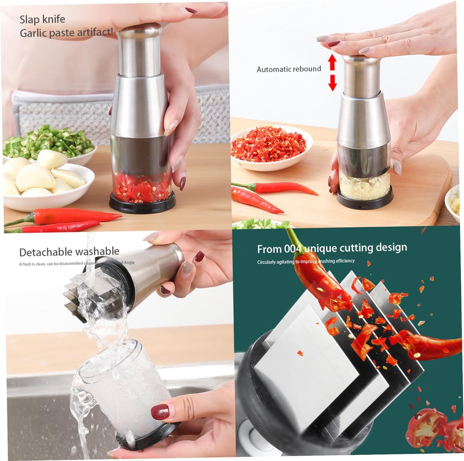 Suicune Multifunctional Onion Cutter for Garlic Cutting Stainless Steel Vegetable Cutter Manual Vegetable Cutter Chopper Onion Garlic Press — Amazon image 3