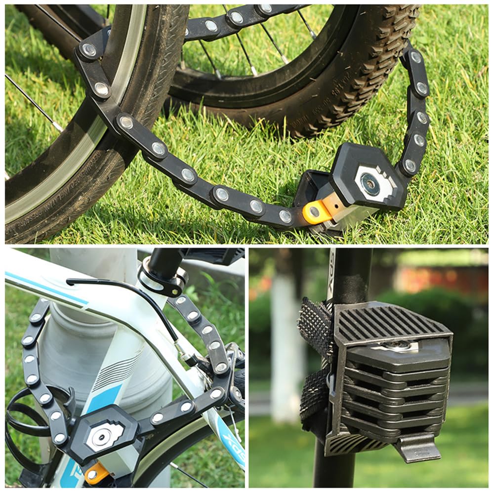 Antivol pliable pour vélo – Outil de sécurité à chaîne en alliage haute résistance avec 3 clés et support de montage, antivol de vélo de 85 cm pour une sécurité solide