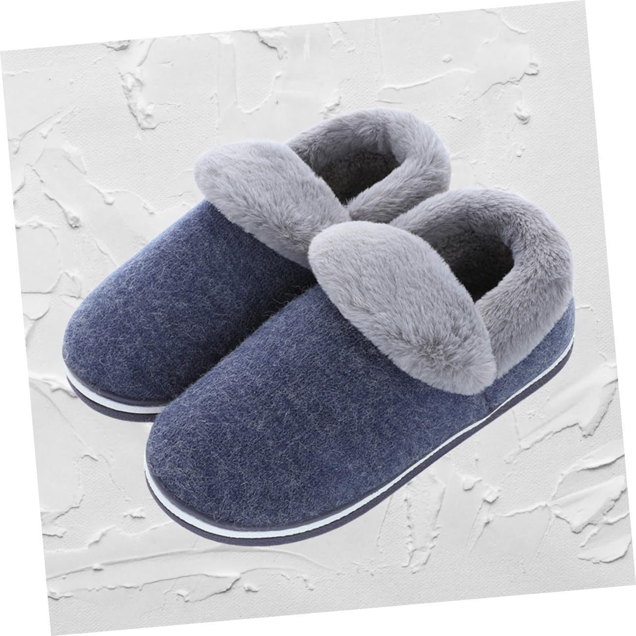 LIFKOME Ciabatte Uomo Invernali Chiuse Tallone Peluche Blu 43-44