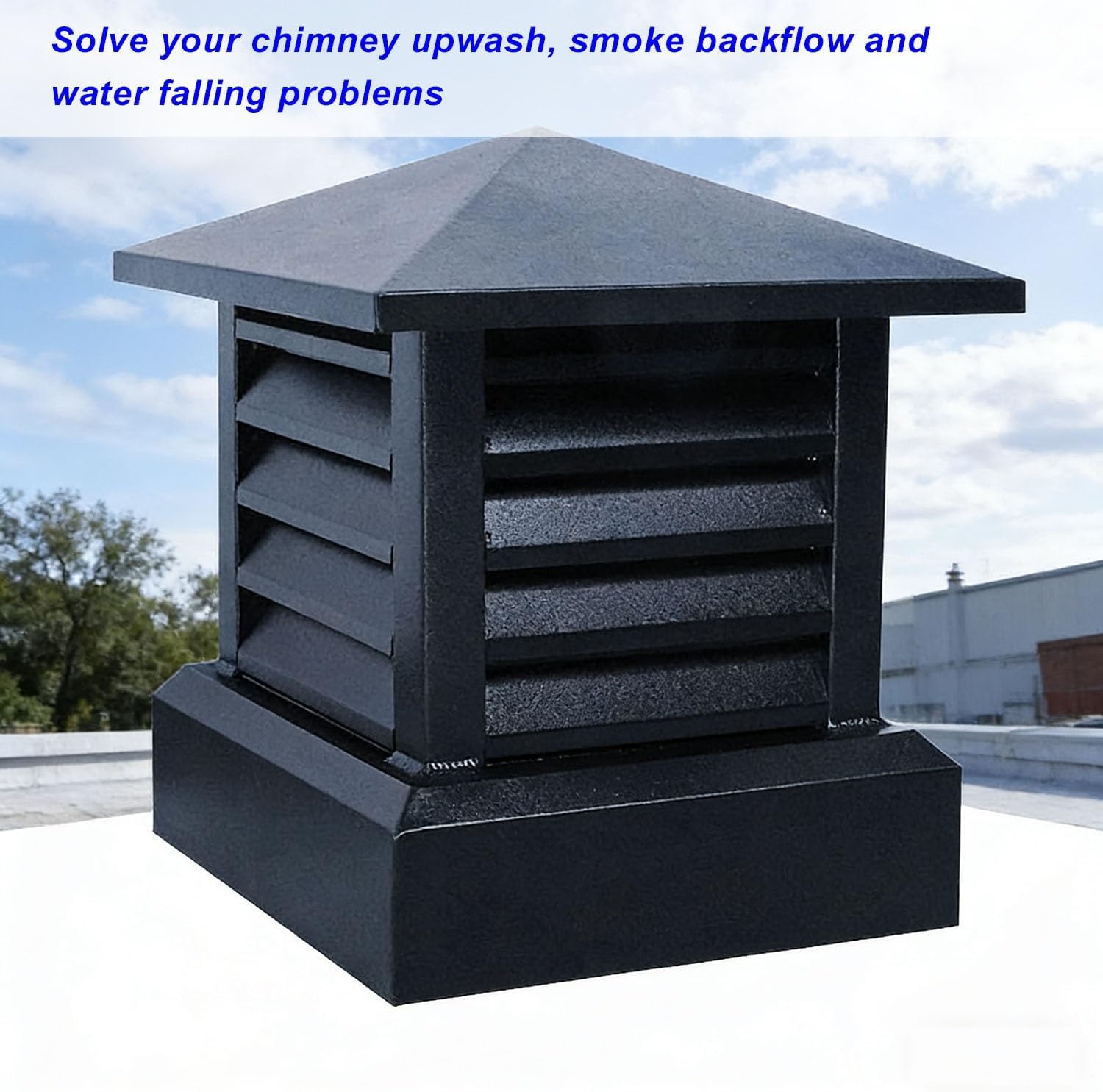 Aluminum Alloy Chimney Cover Rainproof Fireplace Chimney Cap 10 12 14 Inch Square Tapered Top(14")
