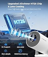 Vista 6 de Magcubic HY300PRO Mini proyector con WiFi y Bluetooth, soporte 4K inteligente proyector portátil Keystone automático, control remoto de mouse