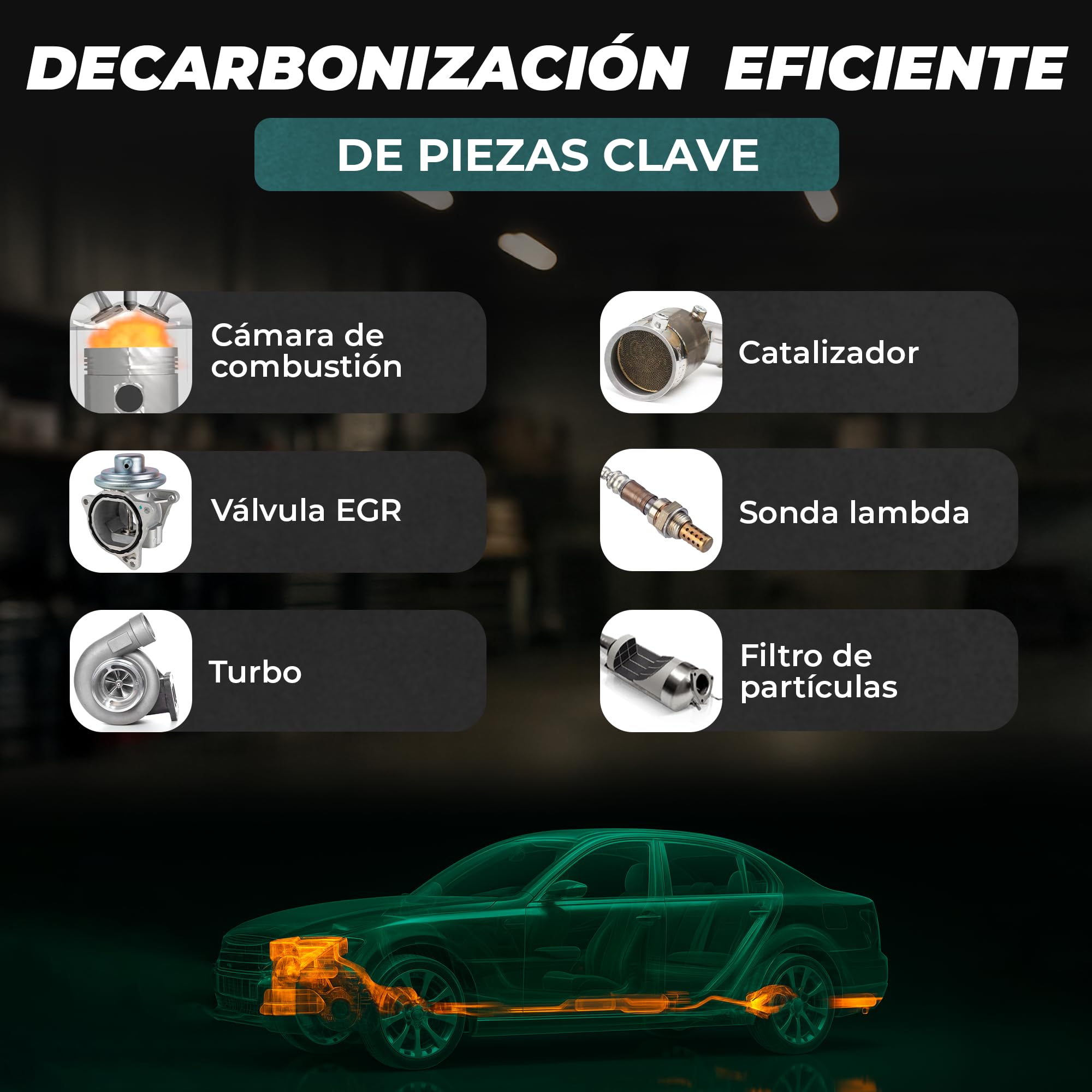 MARTIN STRAUSS Limpiador Diesel Euro 6 en 1. Descarboniza el sistema de escape: Válvula EGR, Turbo, Cat, DPF, Lambda. 1 Litro, 3 Dosis