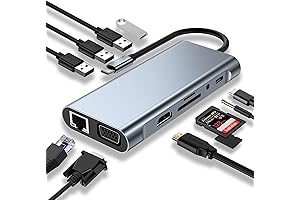 USB C Hub, 11-in-1 Docking Station with VGA, HDMI, Ethernet, and PD Charging