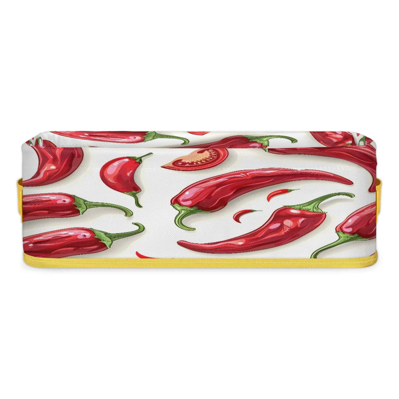 Red Chili Hot Pepper Bathroom Storage Basket Waterproof Foldable Storage Bins with Handles Decorative Toilet Paper Storage Basket for Organizing for House Bathroom Toiletries Set of 2
