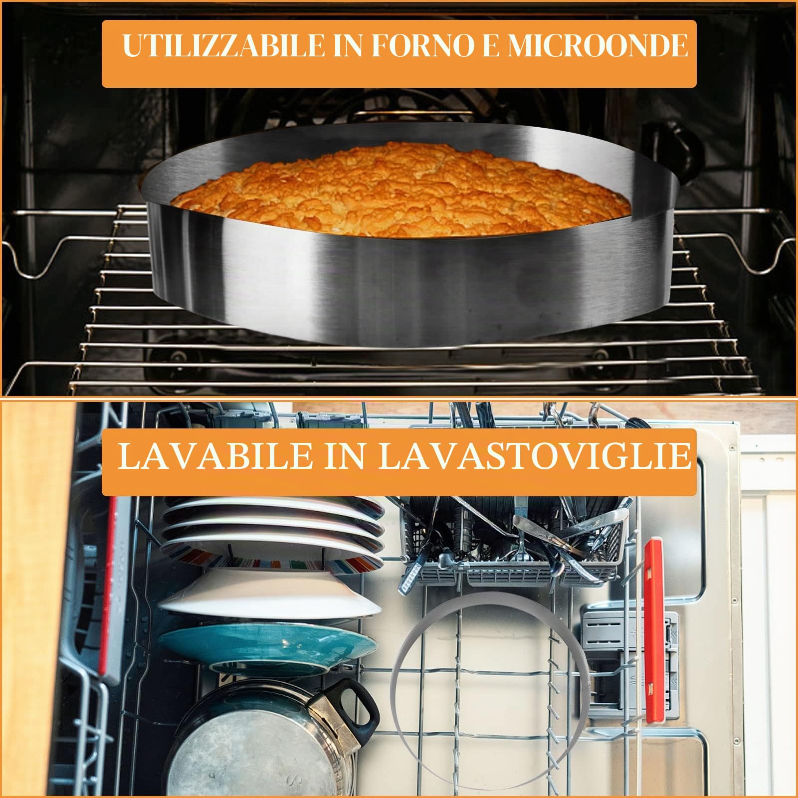 Set di 3 Coppapasta,RUNEAY Diametro 15/20/25 cm Anello Torta Acciaio inossidabile Circolare Coppa Pasta,Altezza 6 cm,per Torte Mousse Pasticceria