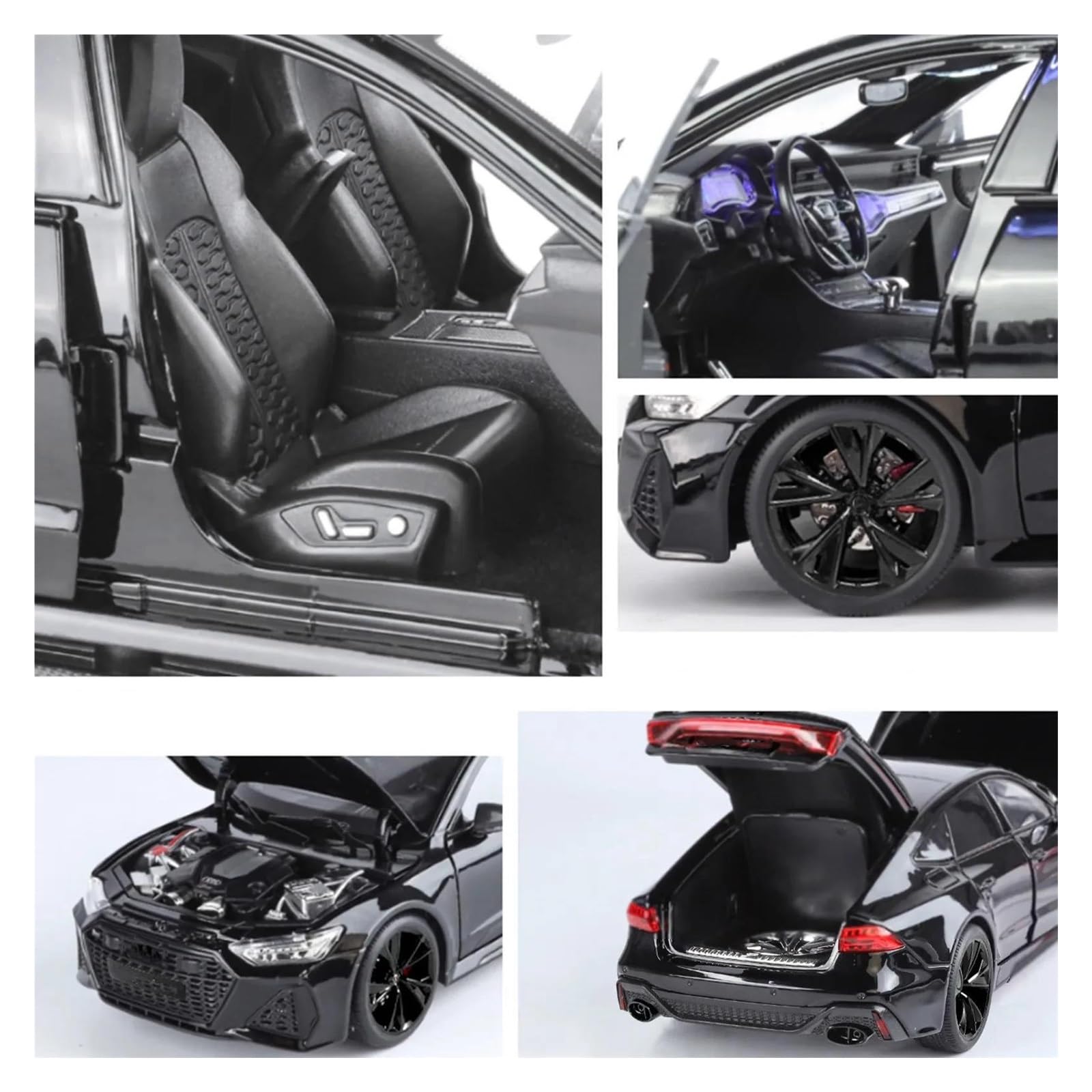 Modellauto Automodell 1:18 Für Audi RS7 Modellauto Aus Metallguss Modellfahrzeuge(Schwarz)