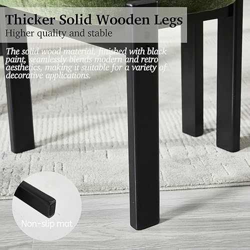 Miniatura 6 de LukeAlon Juego de 2 sillas de comedor de chenilla, modernas sillas de cocina tapizadas sin brazos con patas de madera negras, respaldo curvado,