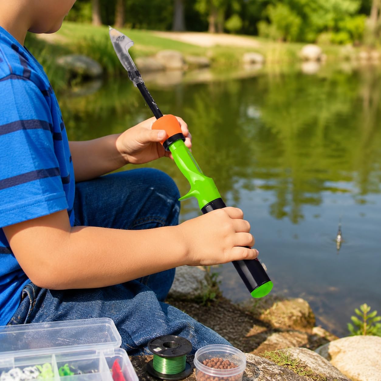 Set da Pesca per Bambini da Pesca e, Kit Completo per Principianti con Esche e Borsa per il Trasporto