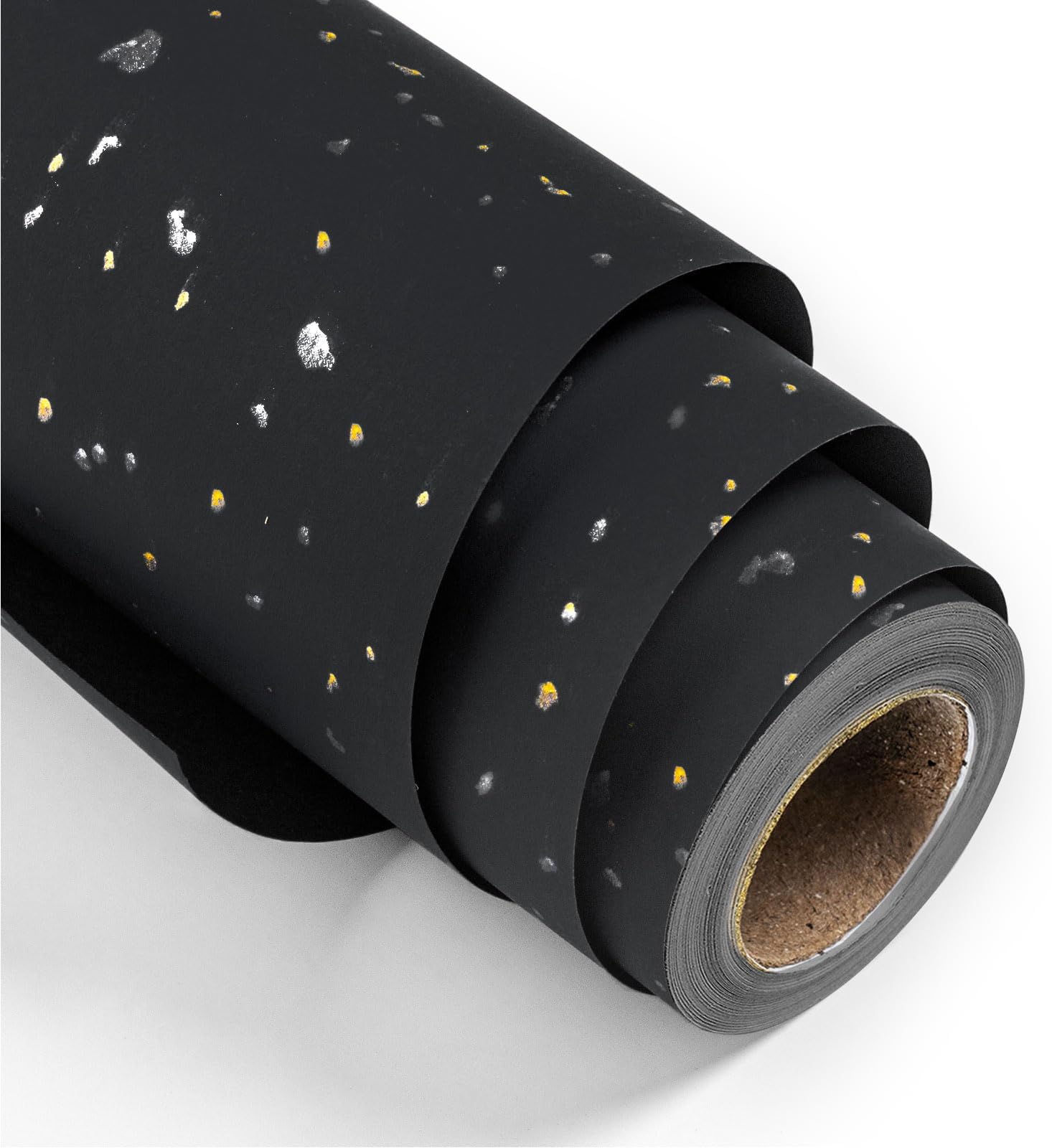 Wrapping Paper Roll - 17in x 16.5Ft - Luxury Thick Black Gold Foil Flakes Marvelous Satin Texture Matte Gift Wrap Paper for Birthdays, Anniversaries, Christmas, Father's Day