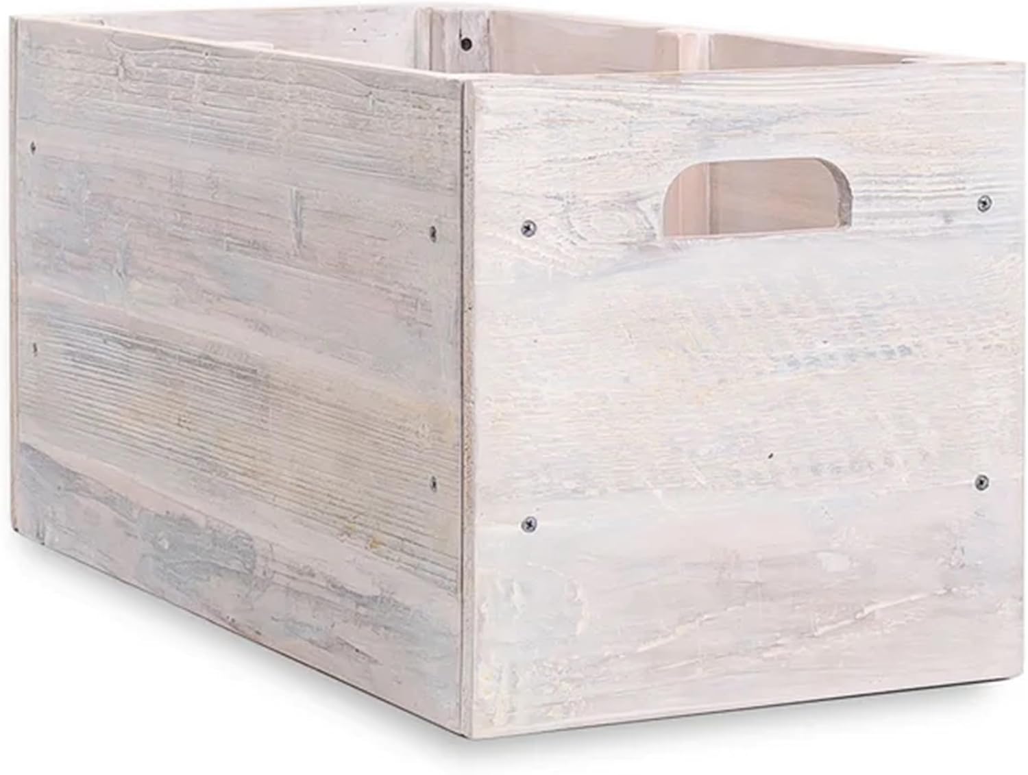 Decorative Reclaimed Wood Crates, White Wash, Natural, Rustic Brown, Assorted Sizes (White Wash, 15.75 x 11.25 x 9.5 H)