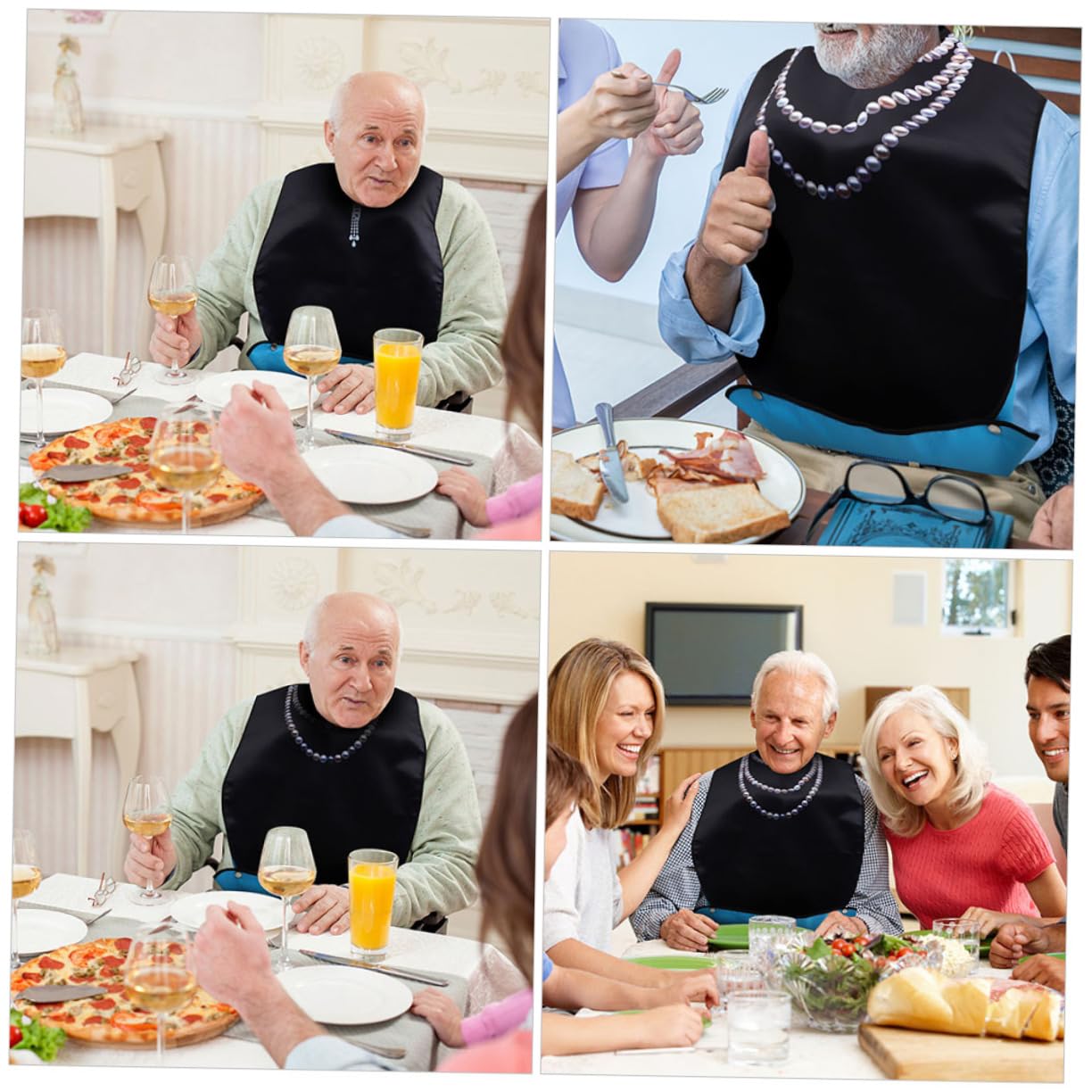 Anneome Baberos para Adultos 3 Piezas de Poliéster para Comer